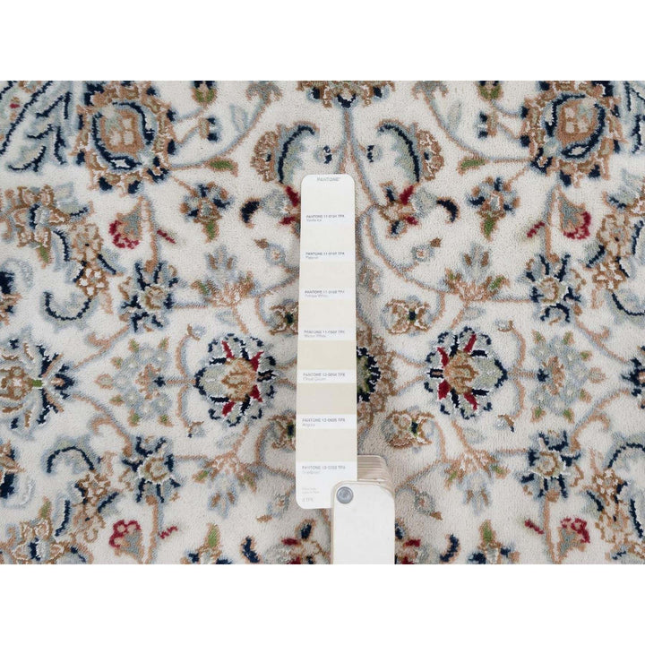 3'1" x 3'1" New Hand Knotted Ivory Wool & Silk Round Oriental Rug - MOA10291573