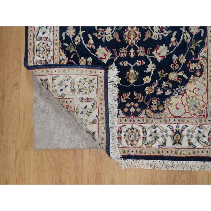 3'1" x 5'2" New Hand Knotted Blue Wool & Silk Rectangle Oriental Rug - MOA10291574
