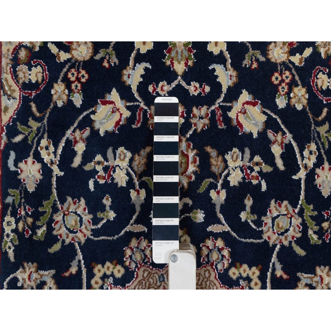 3'1" x 5'2" New Hand Knotted Blue Wool & Silk Rectangle Oriental Rug - MOA10291574