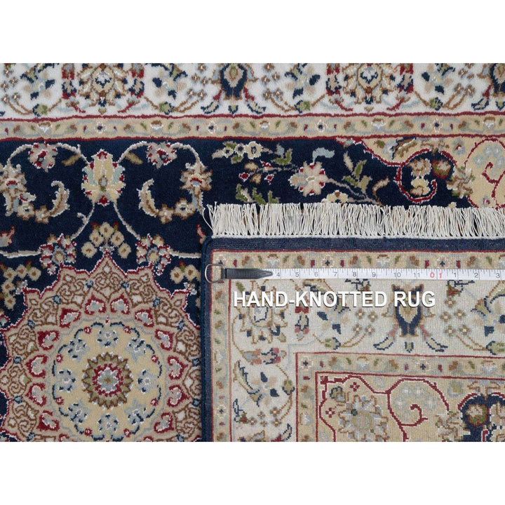 3'1" x 5'2" New Hand Knotted Blue Wool & Silk Rectangle Oriental Rug - MOA10291574