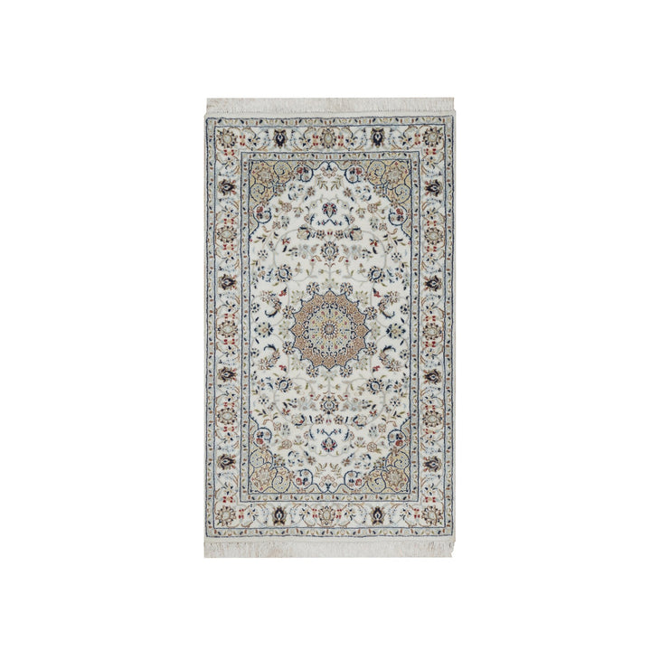 3'0" x 5'2" New Hand Knotted Ivory Wool & Silk Rectangle Oriental Rug - MOA10291575