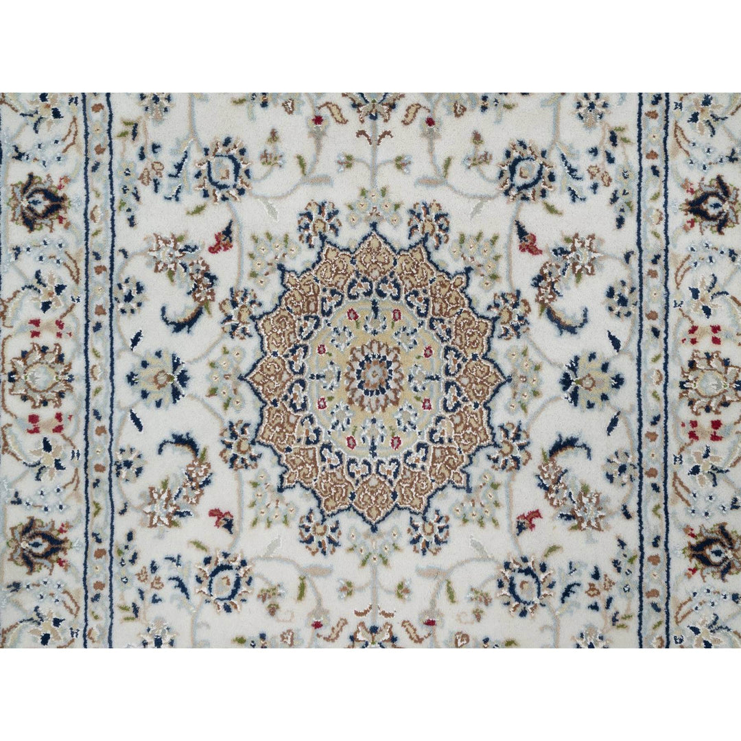 3'0" x 5'2" New Hand Knotted Ivory Wool & Silk Rectangle Oriental Rug - MOA10291575