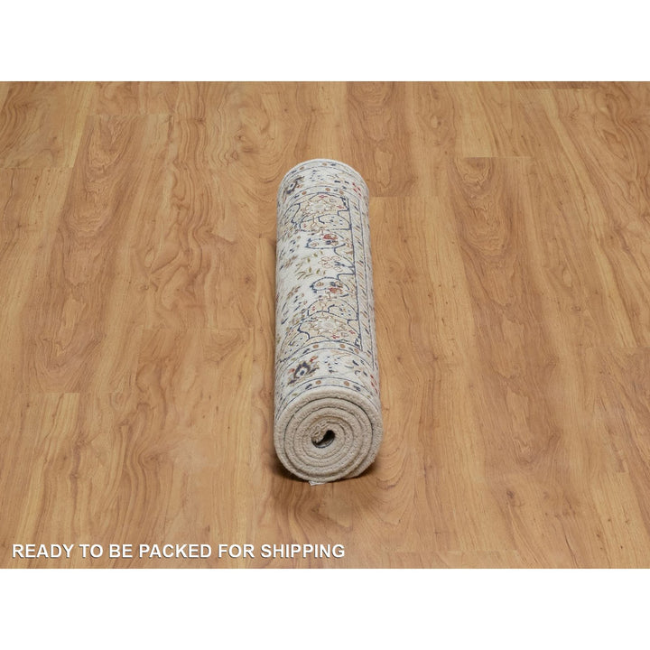 3'0" x 5'2" New Hand Knotted Ivory Wool & Silk Rectangle Oriental Rug - MOA10291575