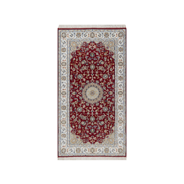 2'6" x 4'9" New Hand Knotted Red Wool & Silk Rectangle Oriental Rug - MOA10291576