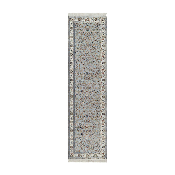 2'8" x 10'1" New Hand Knotted Blue Wool & Silk Runner Oriental Rug - MOA10291577