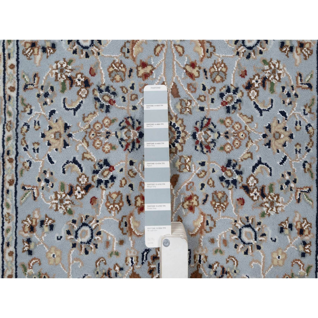 2'8" x 10'1" New Hand Knotted Blue Wool & Silk Runner Oriental Rug - MOA10291577