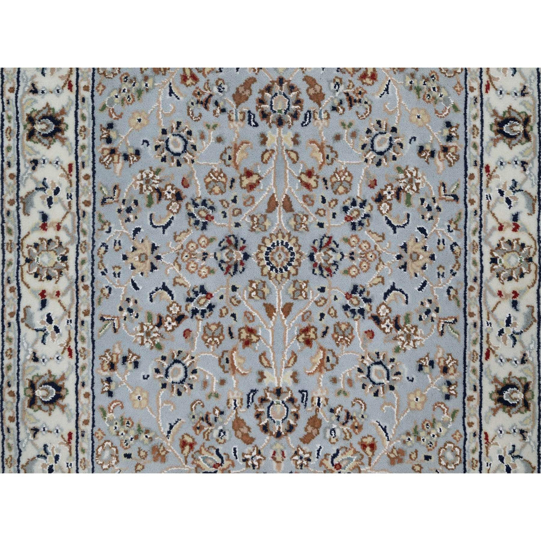 2'8" x 10'1" New Hand Knotted Blue Wool & Silk Runner Oriental Rug - MOA10291577