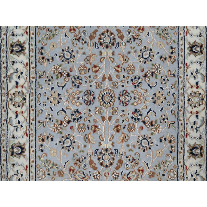 2'8" x 10'1" New Hand Knotted Blue Wool & Silk Runner Oriental Rug - MOA10291577
