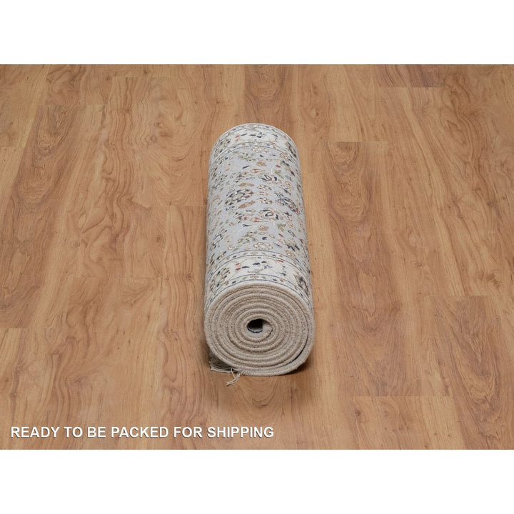 2'8" x 10'1" New Hand Knotted Blue Wool & Silk Runner Oriental Rug - MOA10291577
