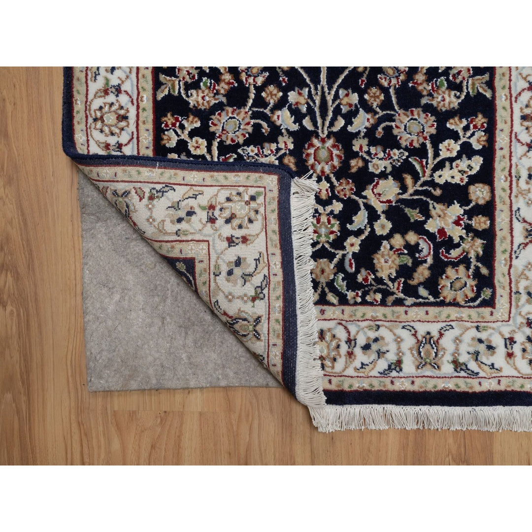 2'7" x 6'3" New Hand Knotted Blue Wool & Silk Rectangle Oriental Rug - MOA10291579