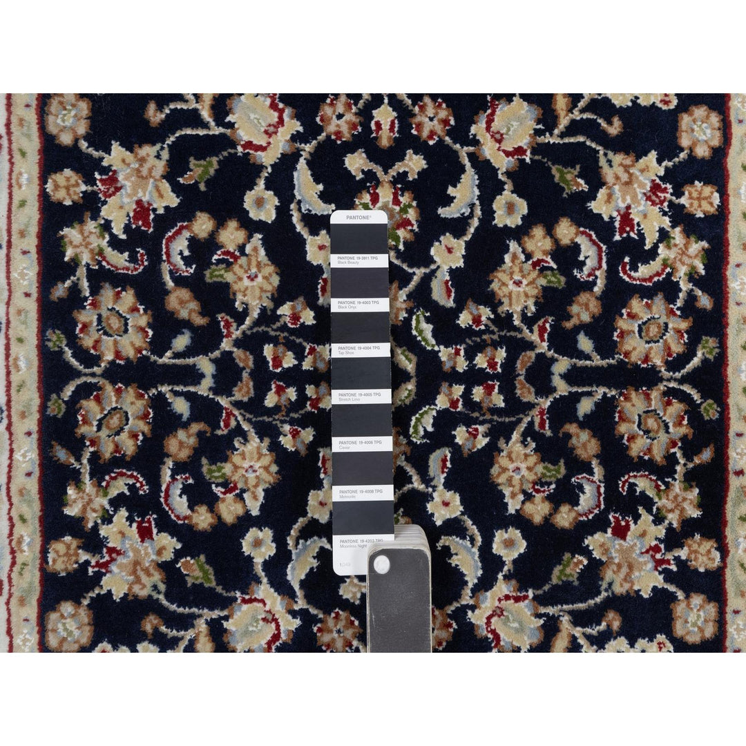 2'7" x 6'3" New Hand Knotted Blue Wool & Silk Rectangle Oriental Rug - MOA10291579