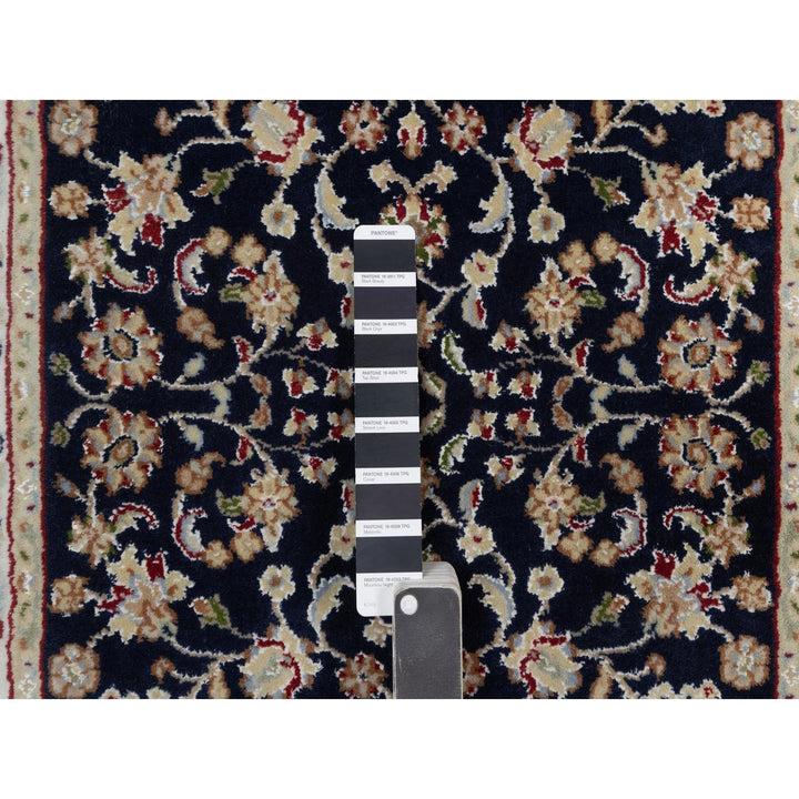2'7" x 6'3" New Hand Knotted Blue Wool & Silk Rectangle Oriental Rug - MOA10291579