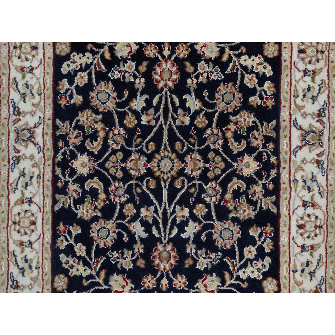 2'7" x 6'3" New Hand Knotted Blue Wool & Silk Rectangle Oriental Rug - MOA10291579