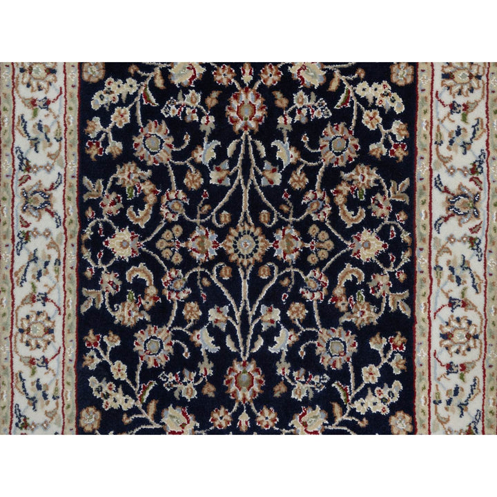 2'7" x 6'3" New Hand Knotted Blue Wool & Silk Rectangle Oriental Rug - MOA10291579