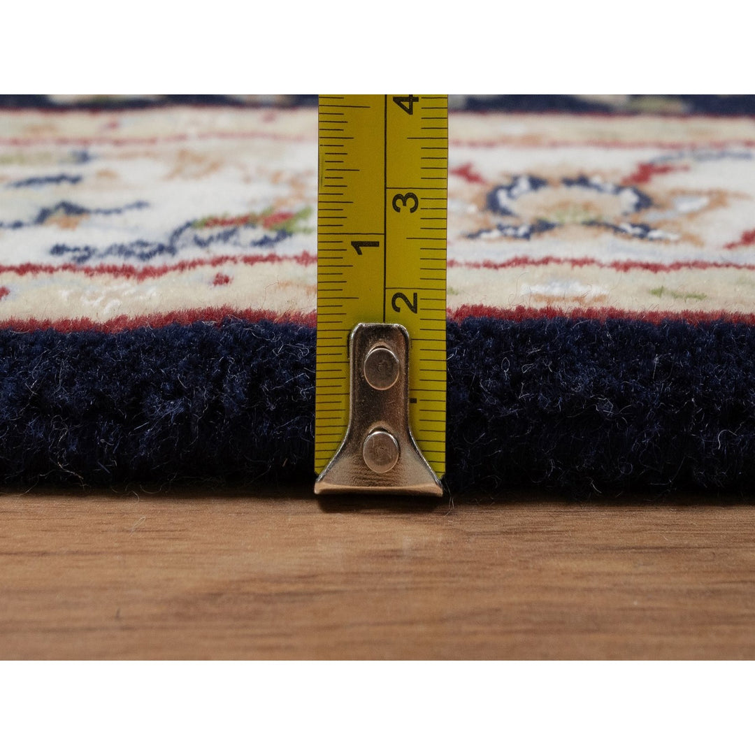 2'7" x 6'3" New Hand Knotted Blue Wool & Silk Rectangle Oriental Rug - MOA10291579