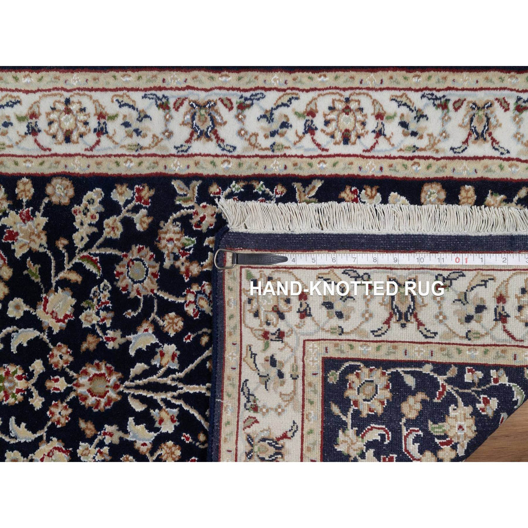 2'7" x 6'3" New Hand Knotted Blue Wool & Silk Rectangle Oriental Rug - MOA10291579