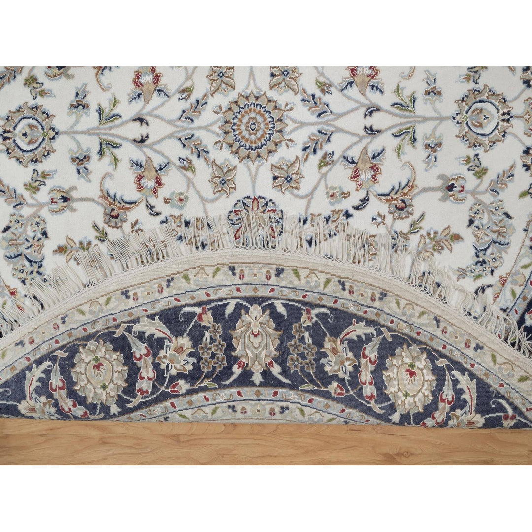 6'2" x 6'2" New Hand Knotted Ivory Wool & Silk Round Oriental Rug - MOA10291581