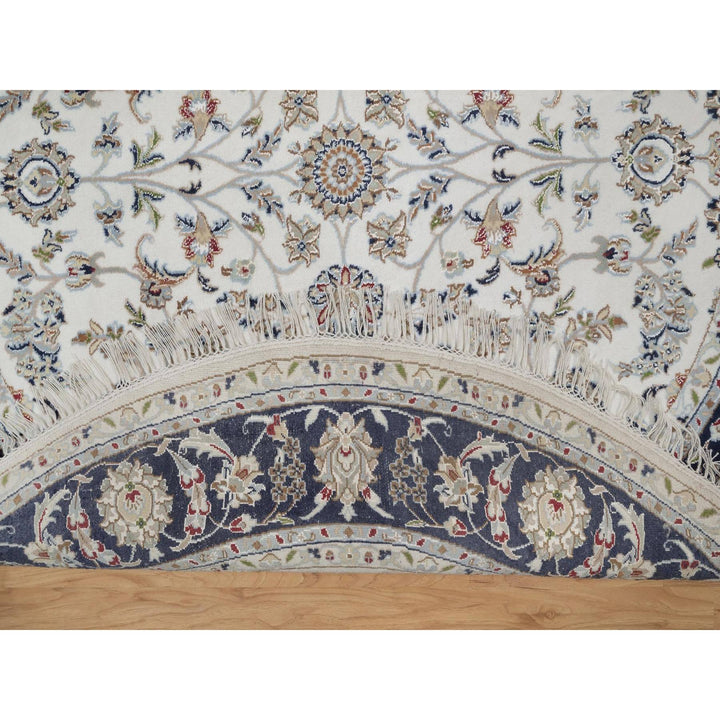 6'2" x 6'2" New Hand Knotted Ivory Wool & Silk Round Oriental Rug - MOA10291581