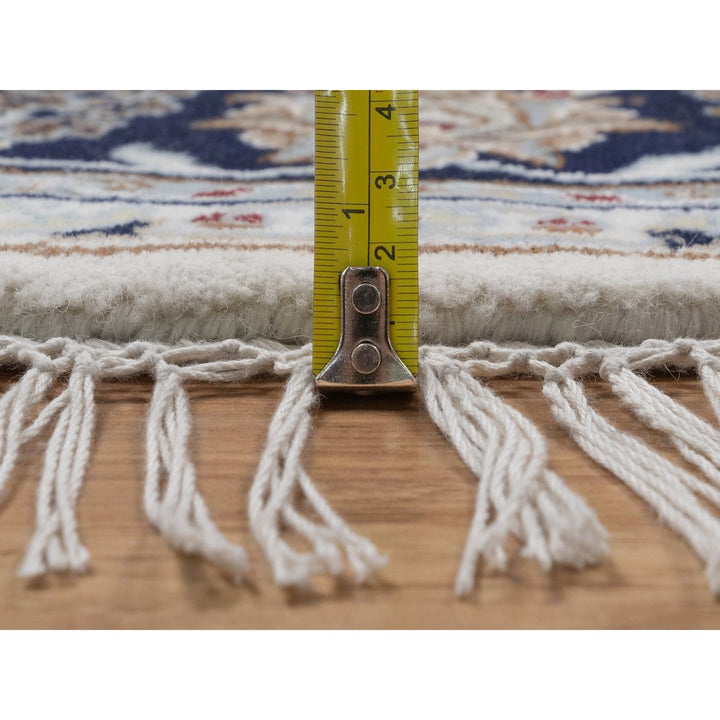 6'2" x 6'2" New Hand Knotted Ivory Wool & Silk Round Oriental Rug - MOA10291581