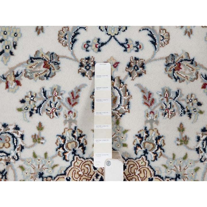 4'8" x 6'10" New Hand Knotted Ivory Wool & Silk Rectangle Oriental Rug - MOA10291583
