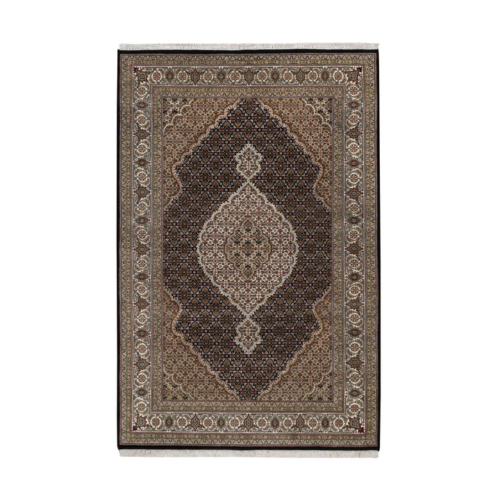 5'10" x 9'0" New Hand Knotted Black Wool Rectangle Oriental Rug - MOA10291585