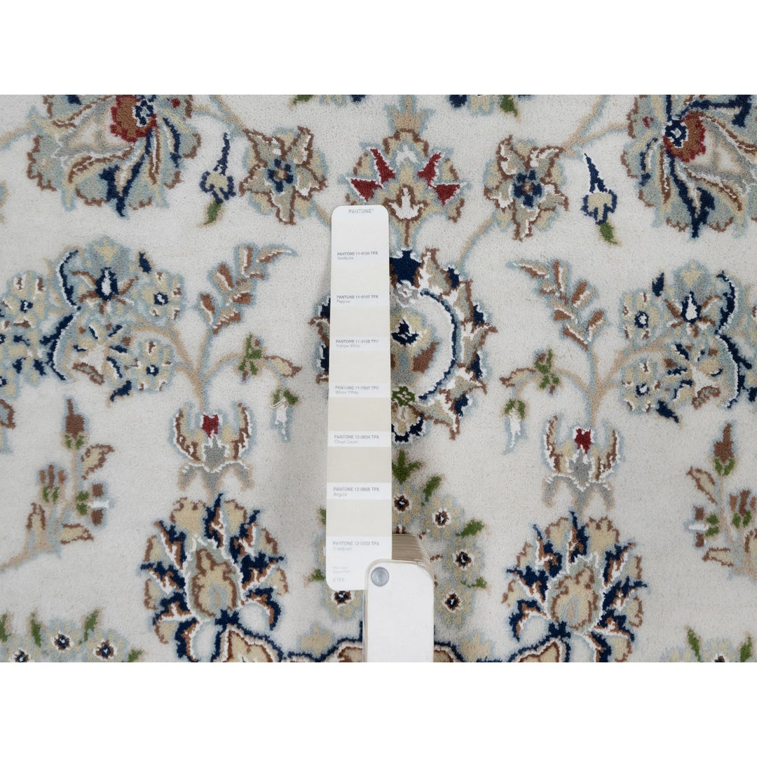 6'0" x 9'0" New Hand Knotted Ivory Wool & Silk Rectangle Oriental Rug - MOA10291586