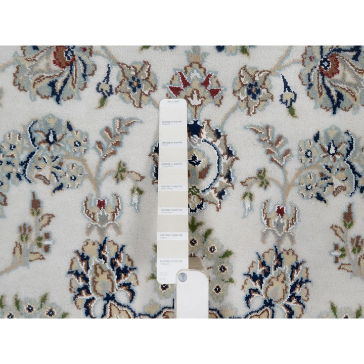 6'0" x 9'0" New Hand Knotted Ivory Wool & Silk Rectangle Oriental Rug - MOA10291586