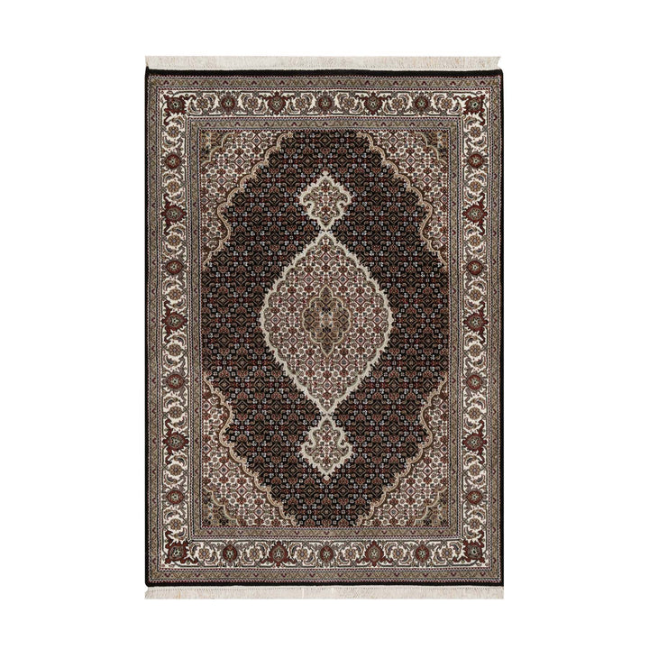 4'9" x 6'9" New Hand Knotted Black Wool Rectangle Oriental Rug - MOA10291588