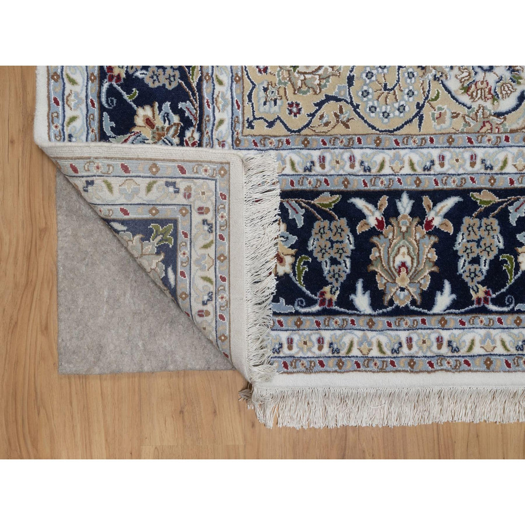 7'9" x 10'3" New Hand Knotted Ivory Wool & Silk Rectangle Oriental Rug - MOA10291589