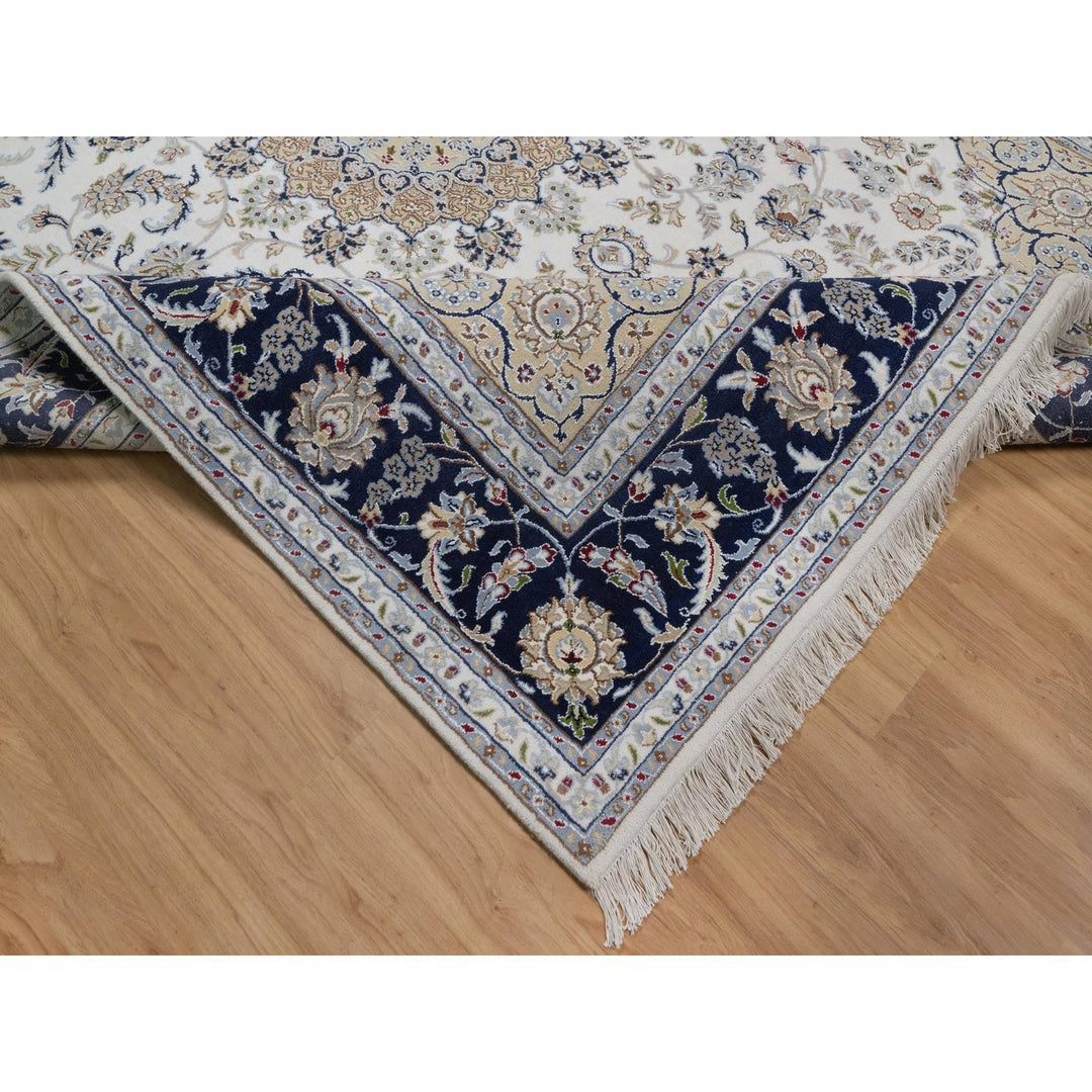 7'9" x 10'3" New Hand Knotted Ivory Wool & Silk Rectangle Oriental Rug - MOA10291589