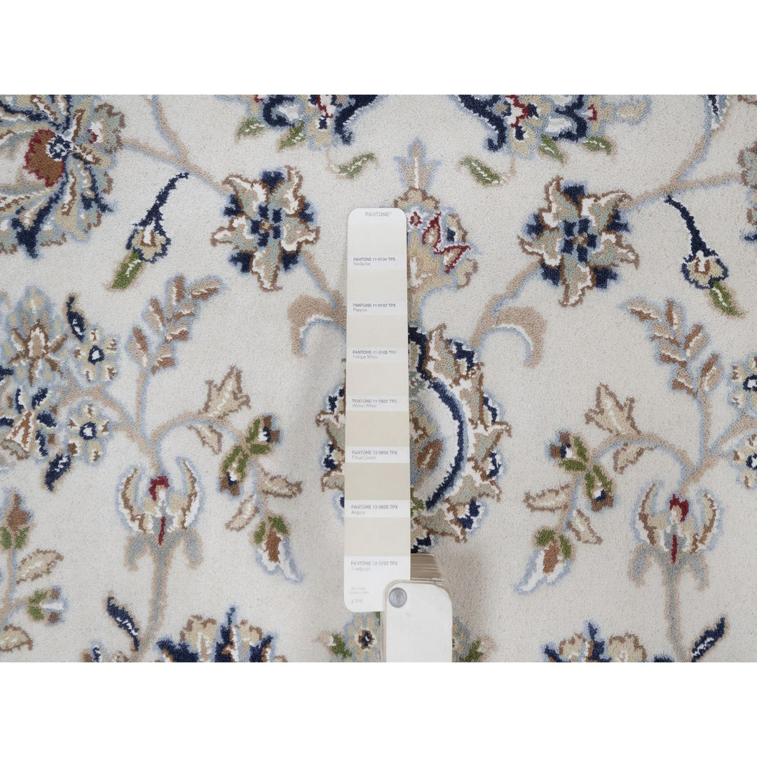 7'9" x 10'3" New Hand Knotted Ivory Wool & Silk Rectangle Oriental Rug - MOA10291589