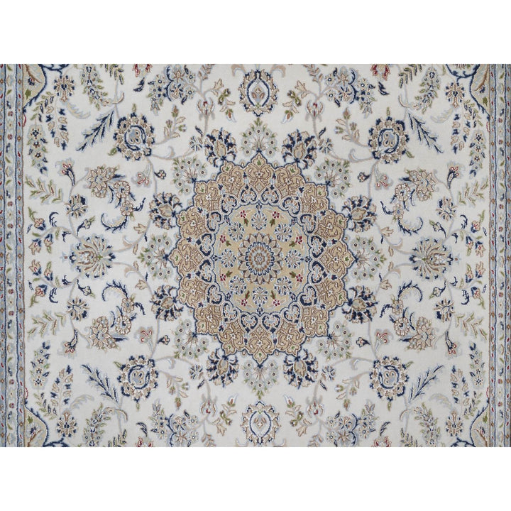 7'9" x 10'3" New Hand Knotted Ivory Wool & Silk Rectangle Oriental Rug - MOA10291589
