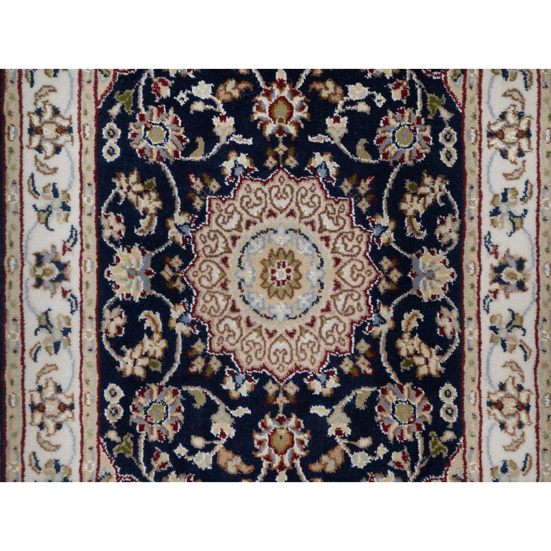2'1" x 3'2" New Hand Knotted Blue Wool & Silk Rectangle Oriental Rug - MOA10291590
