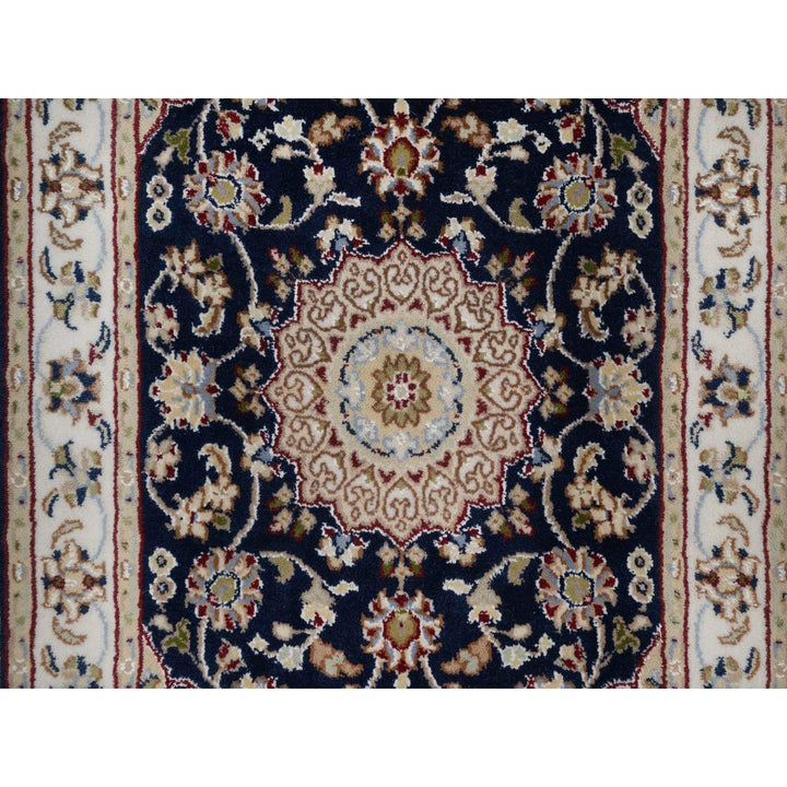 2'1" x 3'2" New Hand Knotted Blue Wool & Silk Rectangle Oriental Rug - MOA10291590