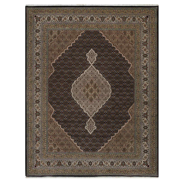 7'10" x 10'0" New Hand Knotted Black Wool Rectangle Oriental Rug - MOA10291593