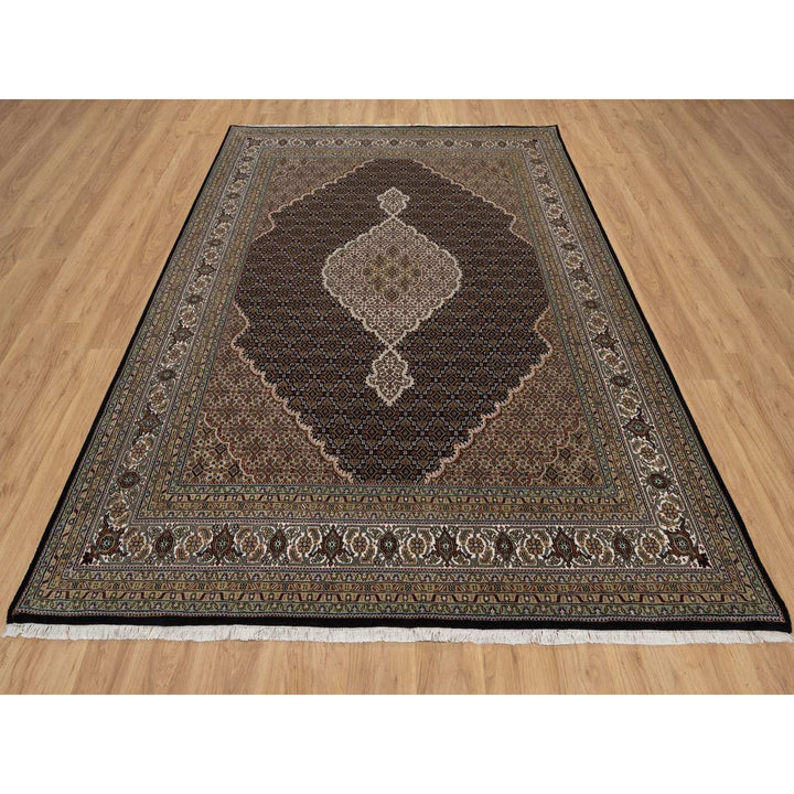 7'10" x 10'0" New Hand Knotted Black Wool Rectangle Oriental Rug - MOA10291593