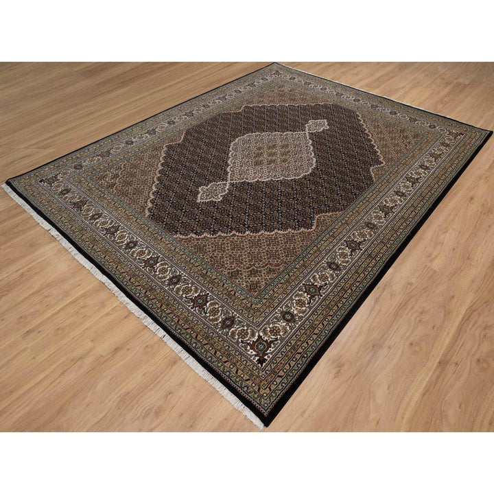 7'10" x 10'0" New Hand Knotted Black Wool Rectangle Oriental Rug - MOA10291593
