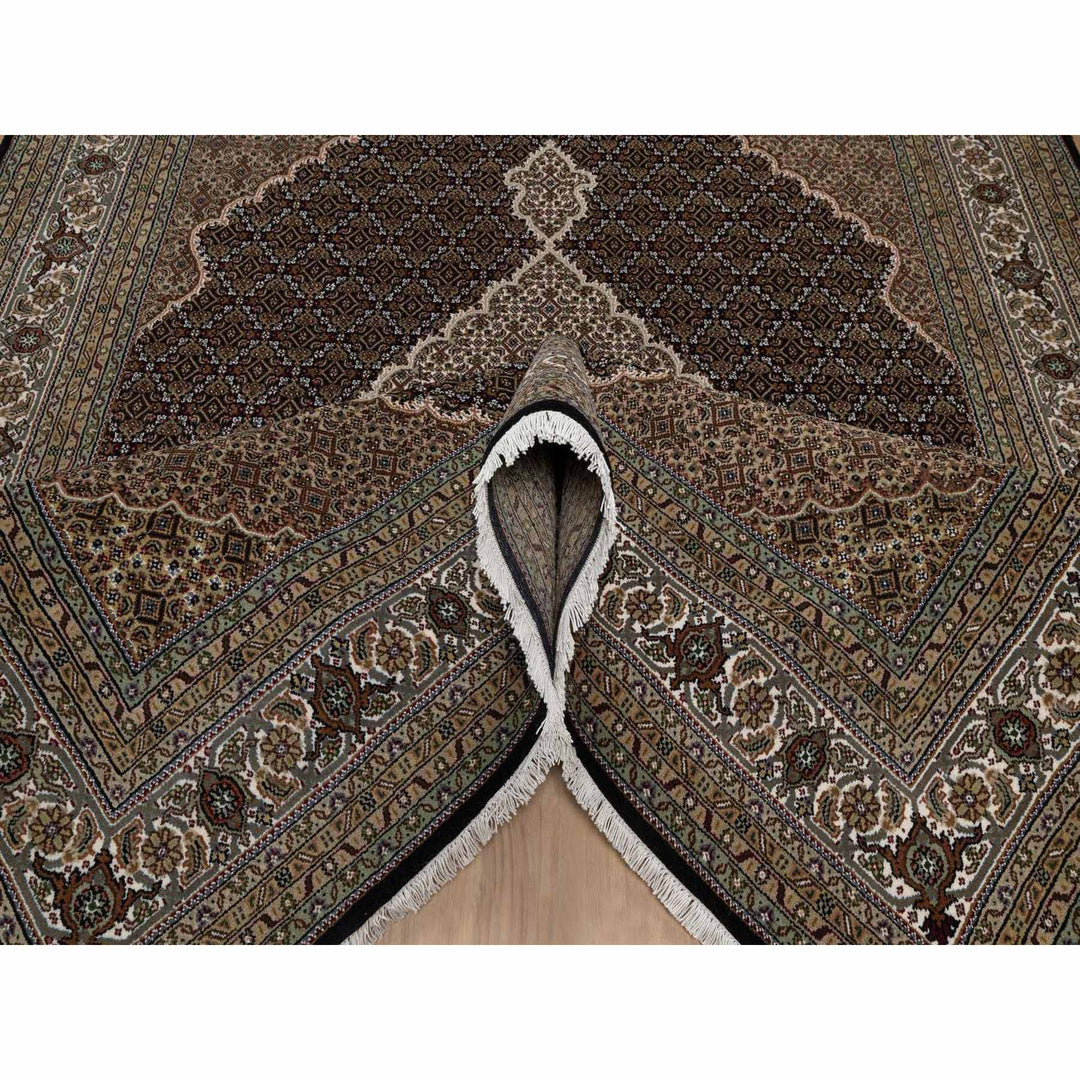 7'10" x 10'0" New Hand Knotted Black Wool Rectangle Oriental Rug - MOA10291593