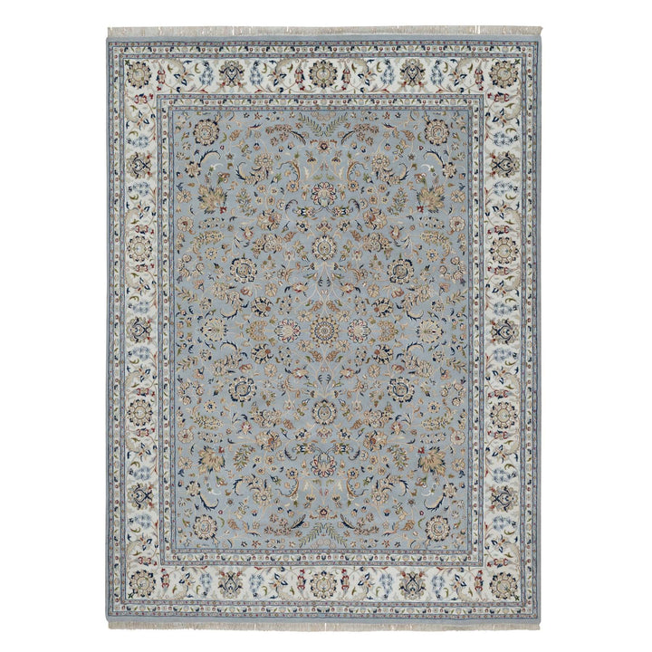 8'10" x 12'0" New Hand Knotted Blue Wool & Silk Rectangle Oriental Rug - MOA10291595