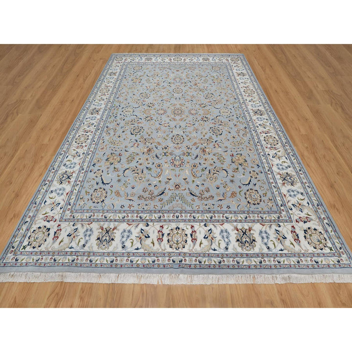 8'10" x 12'0" New Hand Knotted Blue Wool & Silk Rectangle Oriental Rug - MOA10291595