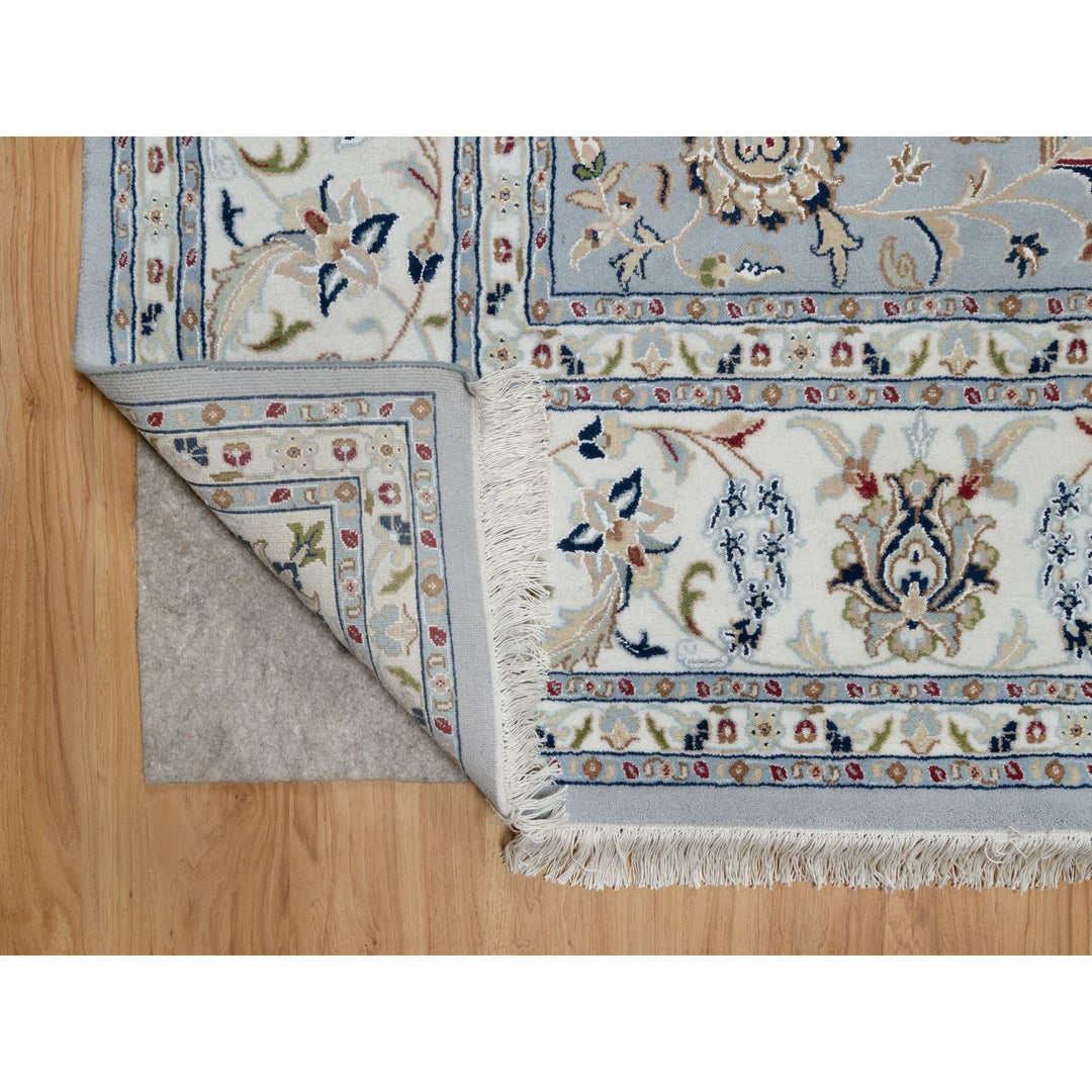8'10" x 12'0" New Hand Knotted Blue Wool & Silk Rectangle Oriental Rug - MOA10291595