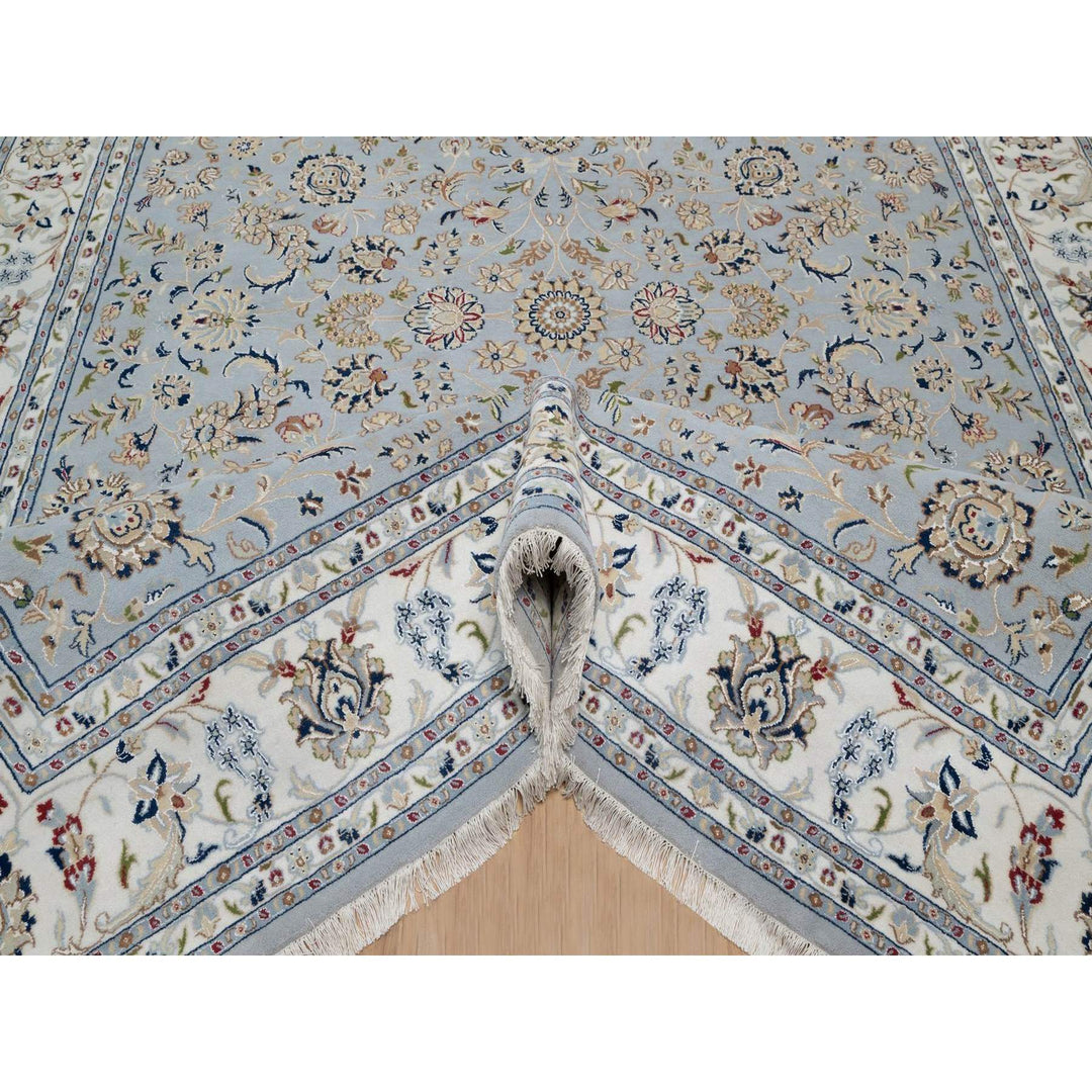 8'10" x 12'0" New Hand Knotted Blue Wool & Silk Rectangle Oriental Rug - MOA10291595
