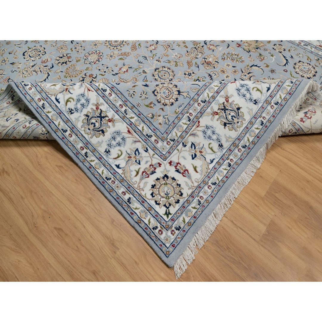 8'10" x 12'0" New Hand Knotted Blue Wool & Silk Rectangle Oriental Rug - MOA10291595