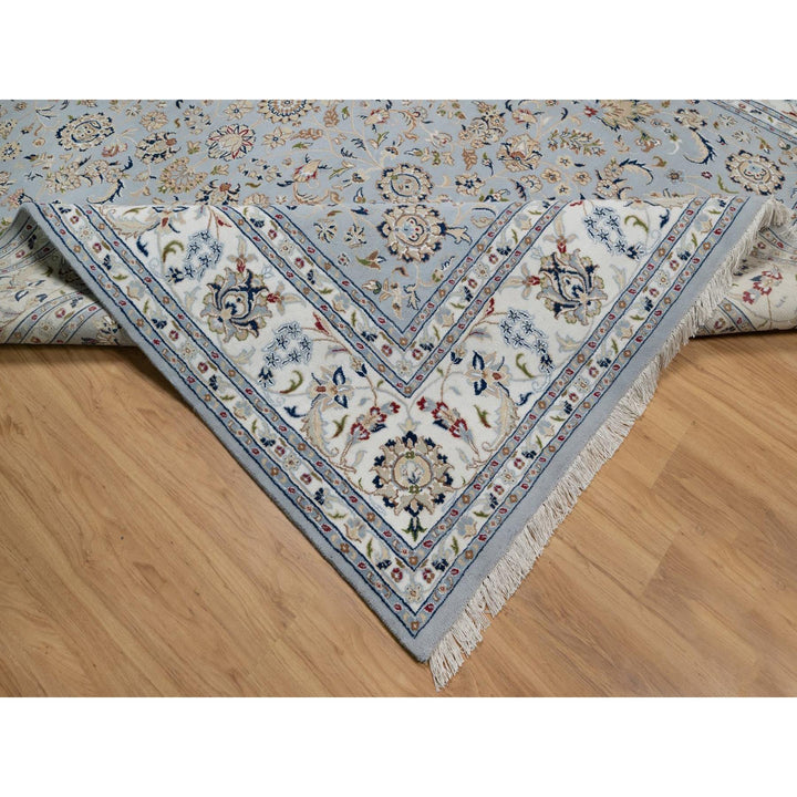 8'10" x 12'0" New Hand Knotted Blue Wool & Silk Rectangle Oriental Rug - MOA10291595