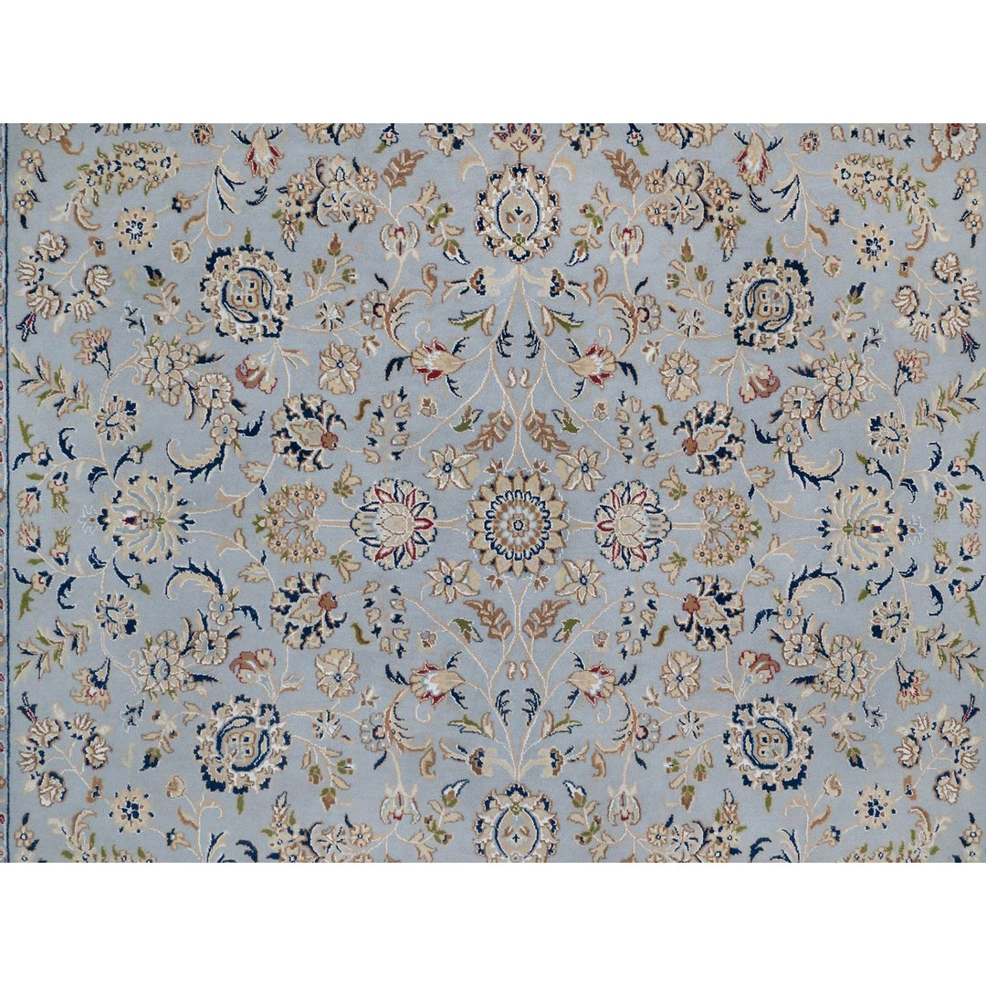 8'10" x 12'0" New Hand Knotted Blue Wool & Silk Rectangle Oriental Rug - MOA10291595