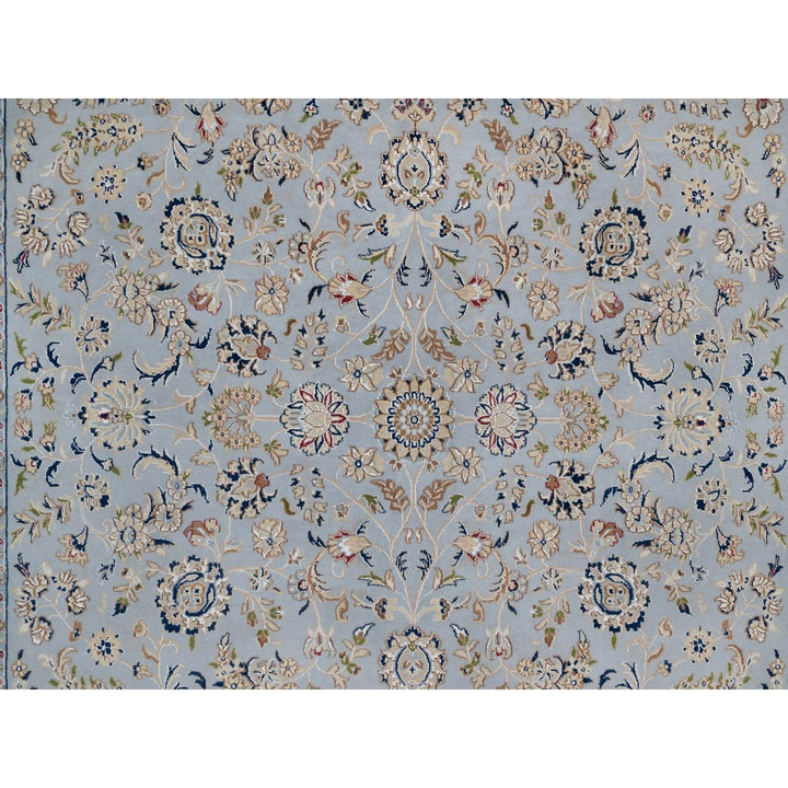8'10" x 12'0" New Hand Knotted Blue Wool & Silk Rectangle Oriental Rug - MOA10291595
