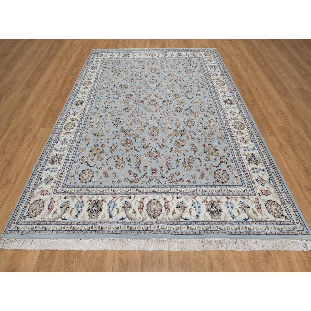 8'2" x 10'5" New Hand Knotted Grey Wool & Silk Rectangle Oriental Rug - MOA10291596