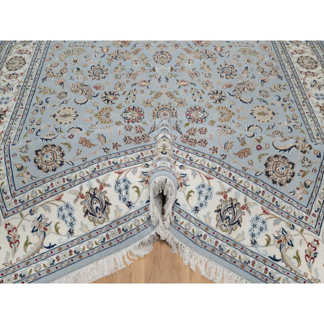 8'2" x 10'5" New Hand Knotted Grey Wool & Silk Rectangle Oriental Rug - MOA10291596