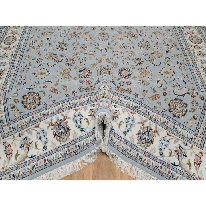 8'2" x 10'5" New Hand Knotted Grey Wool & Silk Rectangle Oriental Rug - MOA10291596