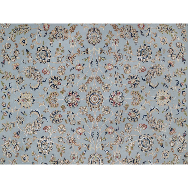 8'2" x 10'5" New Hand Knotted Grey Wool & Silk Rectangle Oriental Rug - MOA10291596